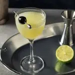 Last Word cocktail on a silver platter
