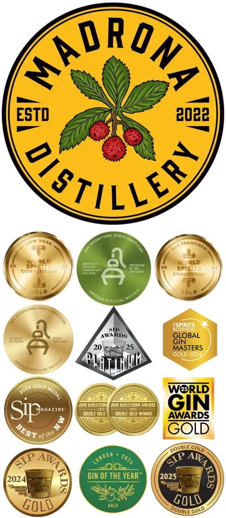 Madrona Distillery Logo with International Awards